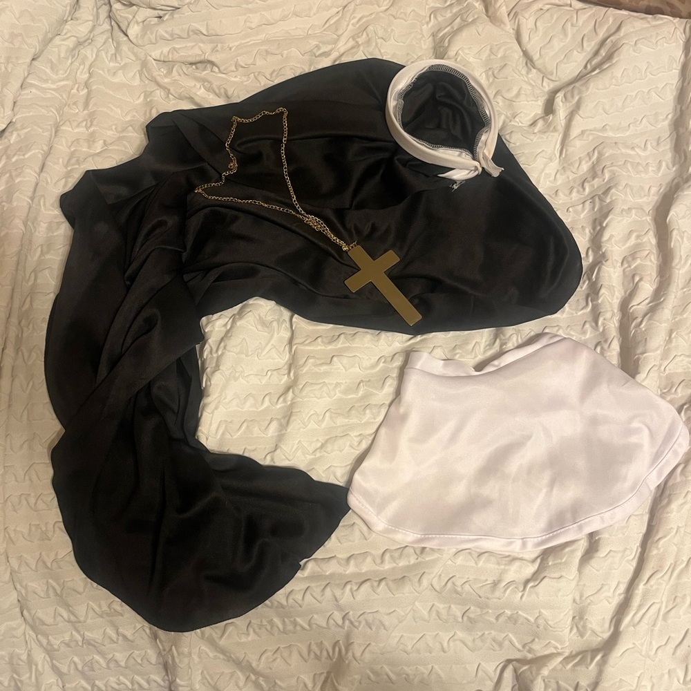 Nun Costume Accessories with Golden Cross Necklace